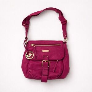 Michael Kors Fuchsia Crossbody Bag with Gold Accents